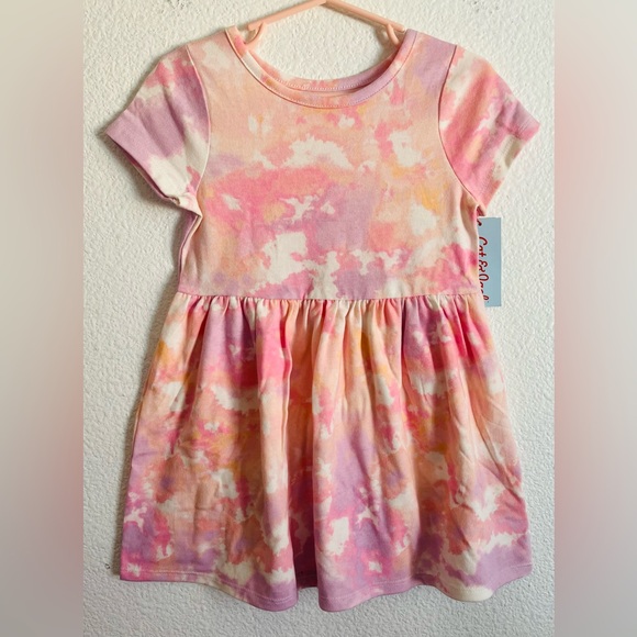 Cat & Jack Toddler Girl Tie Dye T Shirt Skater Midi Dress Size 3T - Picture 2 of 9